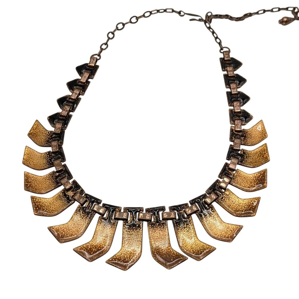 Vintage Matisse Renoir Enamel Abstract Geometric Adjustable Choker Necklace
